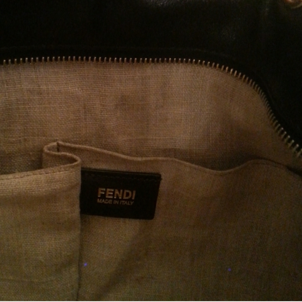 TRADE ONLY- Fendi Pequin Striped Tote Bag, Red - Picture 5 of 9